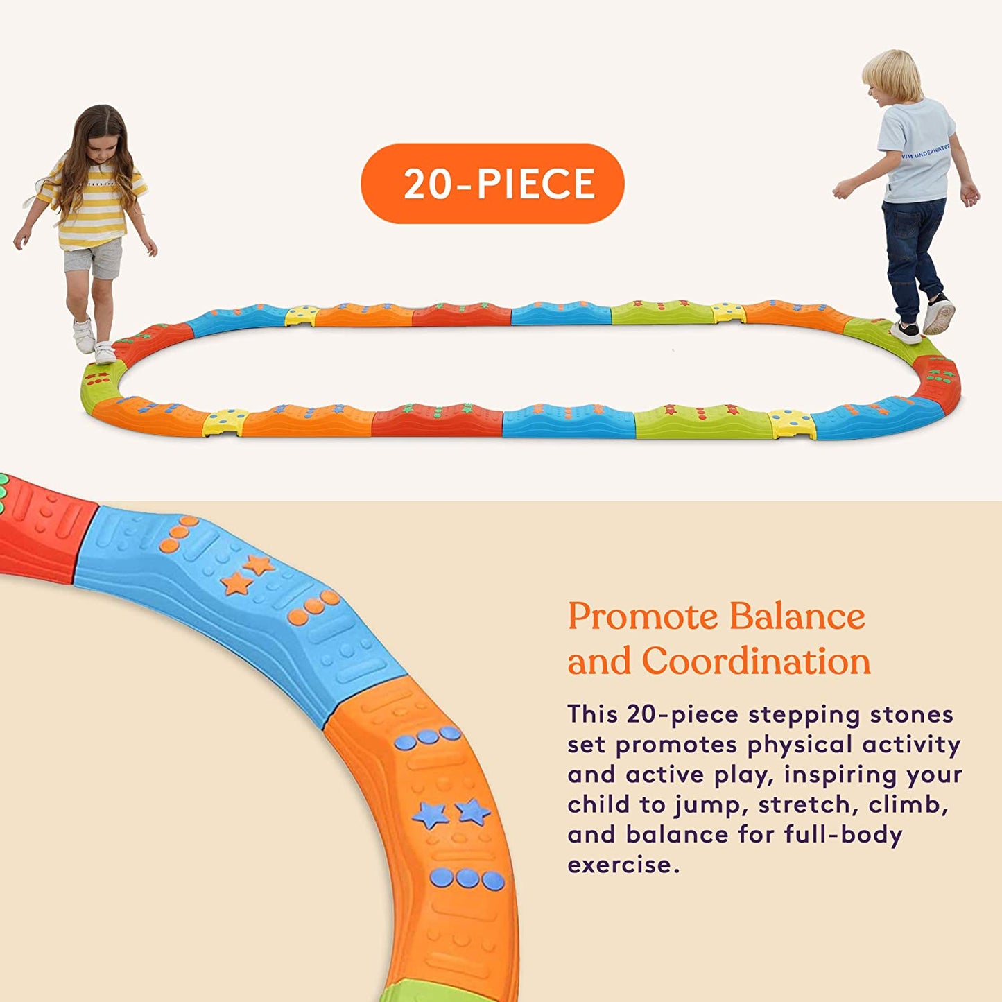 20-Piece Stepping Stones for Kids, Indoor and Outdoor