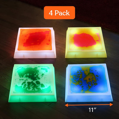 Special Supplies Liquid Gel LED Stepping Stones for Kids - Light-Up Circle Balance Blocks - Promote Coordination, Balance, Strength for Toddlers & Children - Durable Non-Slip Rubber, Safe Indoor & Outdoor Play - 4 Pack