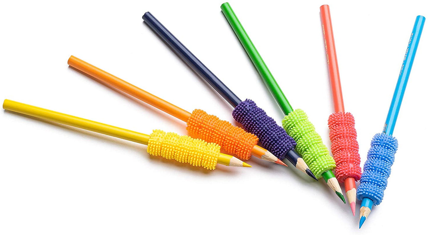 Spiky Pencil Grips for Kids and Adults - 6 Pack