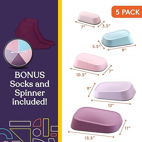 Stepping Stones for Kids 5 Set Indoor and Outdoor Balance Blocks Promote Coordination, Balance Strength Child Safe Rubber, Non-Slip Edging