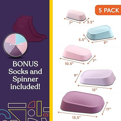 Stepping Stones for Kids 5 Set Indoor and Outdoor Balance Blocks Promote Coordination, Balance Strength Child Safe Rubber, Non-Slip Edging