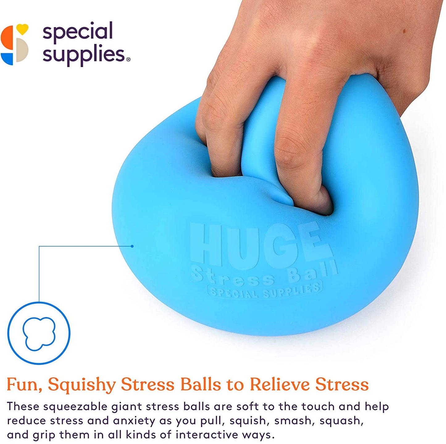 Jumbo Size Stress Balls for Kids and Adults - 2 Pack - Red and Blue