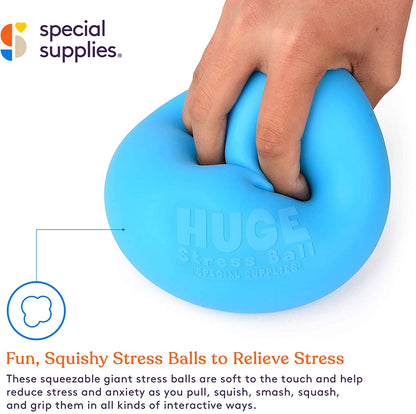 Jumbo Size Stress Balls for Kids and Adults - 2 Pack - Red and Blue