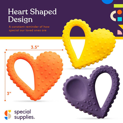 Teether-Heart Spoon 3-Pack - Purple, Orange, Yellow