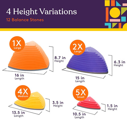 Stepping Balance Stones for Kids in Primary Colors by Special Supplies - 15 Piece Set