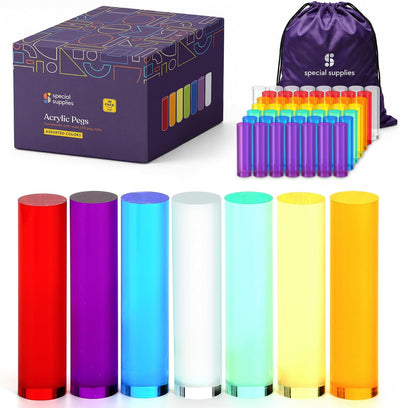 Special Supplies Set of LED Light Peg Board Replacement Pieces for Kids LED Peg Wall, Colorful Illuminated Pegs for Creative Play and STEM Learning- 1” x 4”