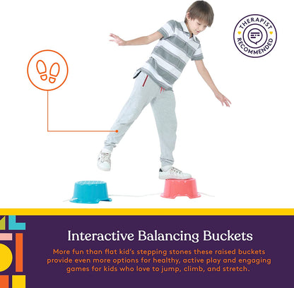 Balance Buckets Stepping Stones for Kids, 8 Pc. Set, Non-Slip Textured Surface and Slip Resistant Floor Rubber Edges