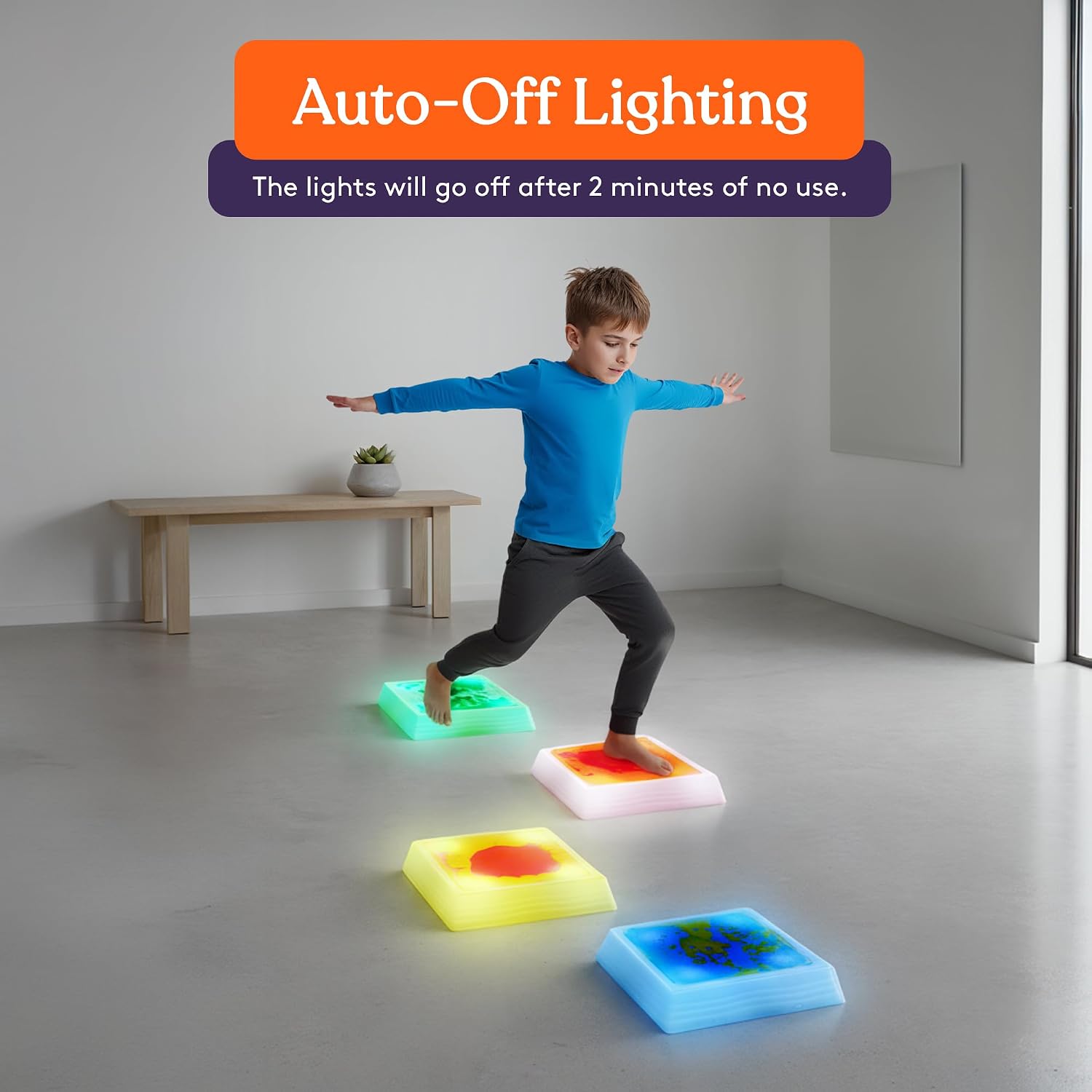 Special Supplies Liquid Gel LED Stepping Stones for Kids - Light-Up Circle Balance Blocks - Promote Coordination, Balance, Strength for Toddlers & Children - Durable Non-Slip Rubber, Safe Indoor & Outdoor Play - 4 Pack