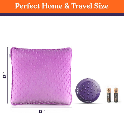 Sensory Vibrating Pillow for Kids and Adults 12" Plush Velvet Soft Cover with Textured Therapy Stimulation  HUG TO ACTIVATE   Purple