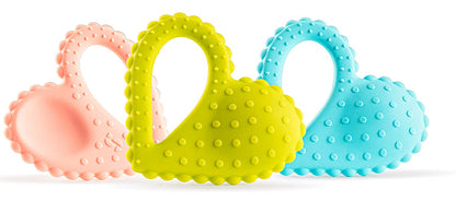 Teether-Heart Spoon 3-Pack - Light Pink, Light Blue, Light Green