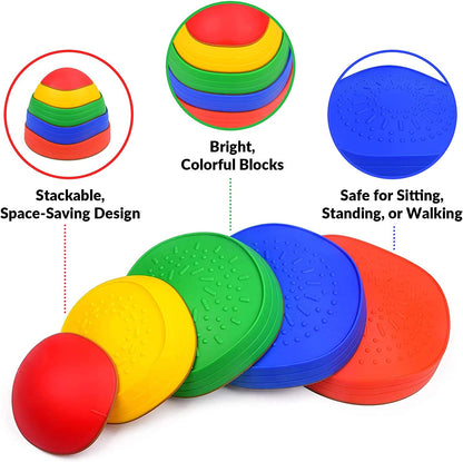 Stackable Stepping Balance Stones for Kids, Indoor and Outdoor, Non-Slip Edging, Set of 5