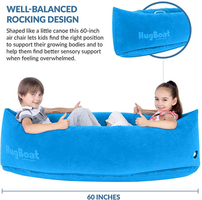 Inflatable HugBoat - Calming Cozy Boat Deep Pressure, Soft Vinyl, Blue 60"