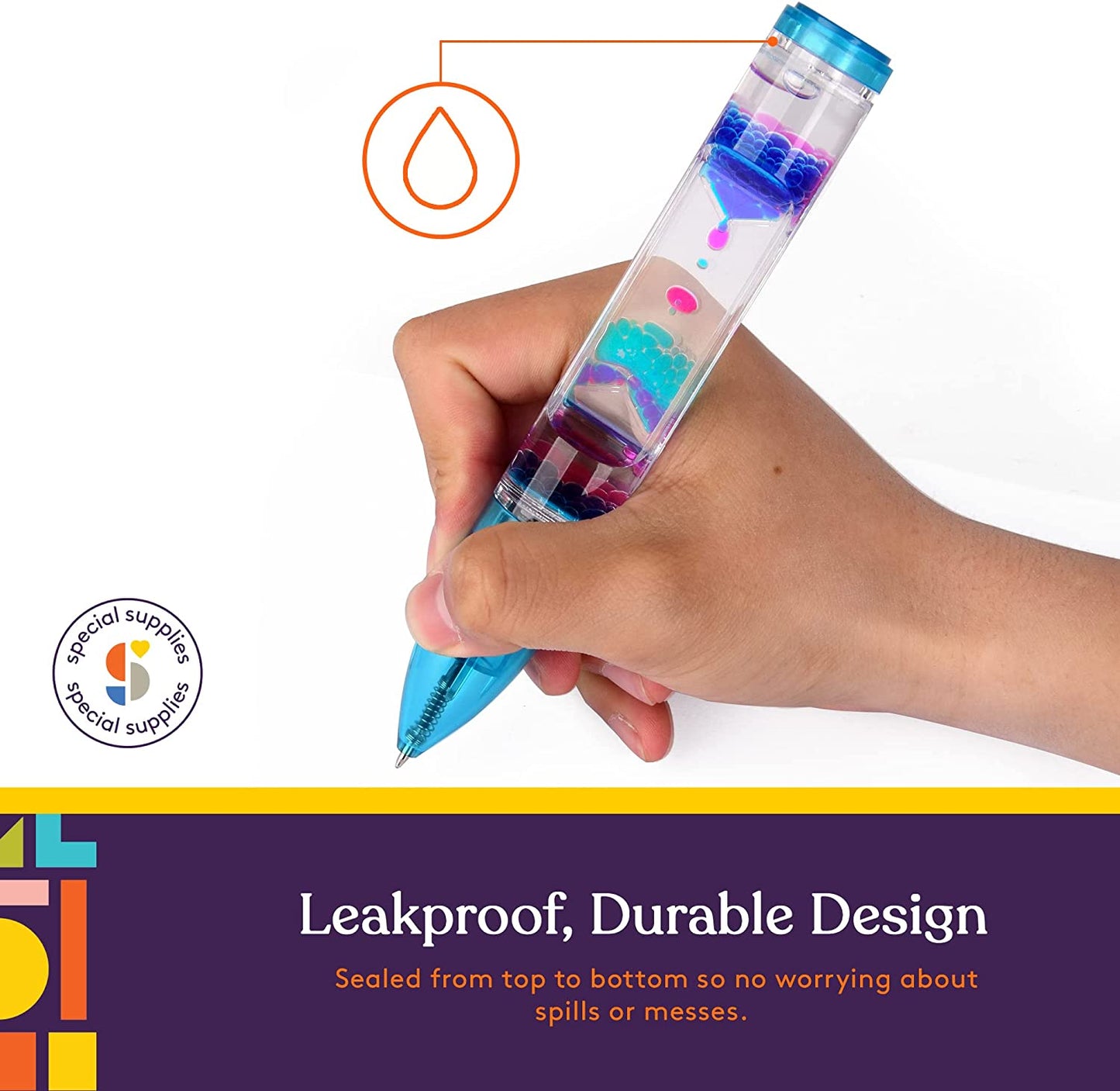 Liquid Motion Pens, 6 Pack Colorful Hourglass Timer Pens with Droplet Movement