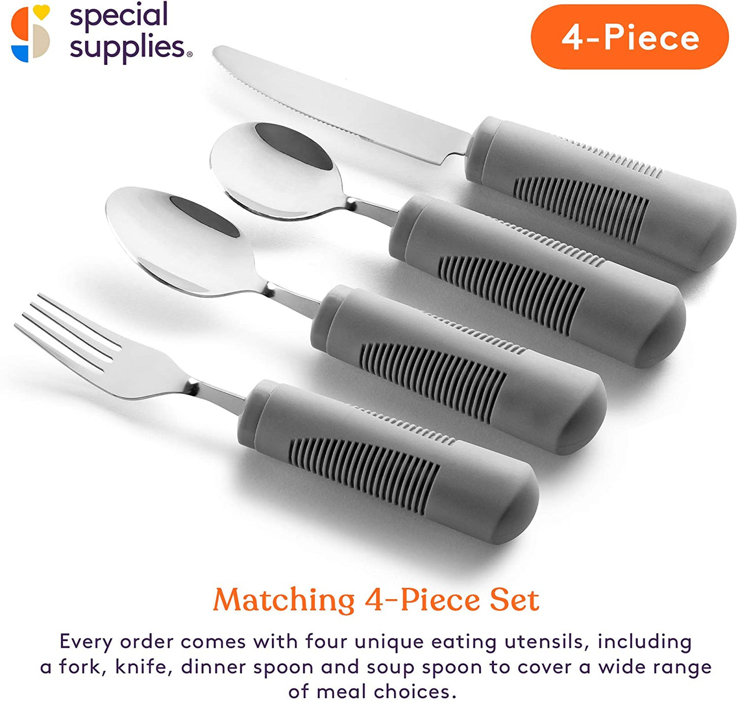 Adaptive Utensils - Weighted and Bendable 6 oz. Arthritis Aid Silverware - Easy Grip for Shaking, Elderly & Trembling Hands - Stainless Steel Spoons, Fork & Knife