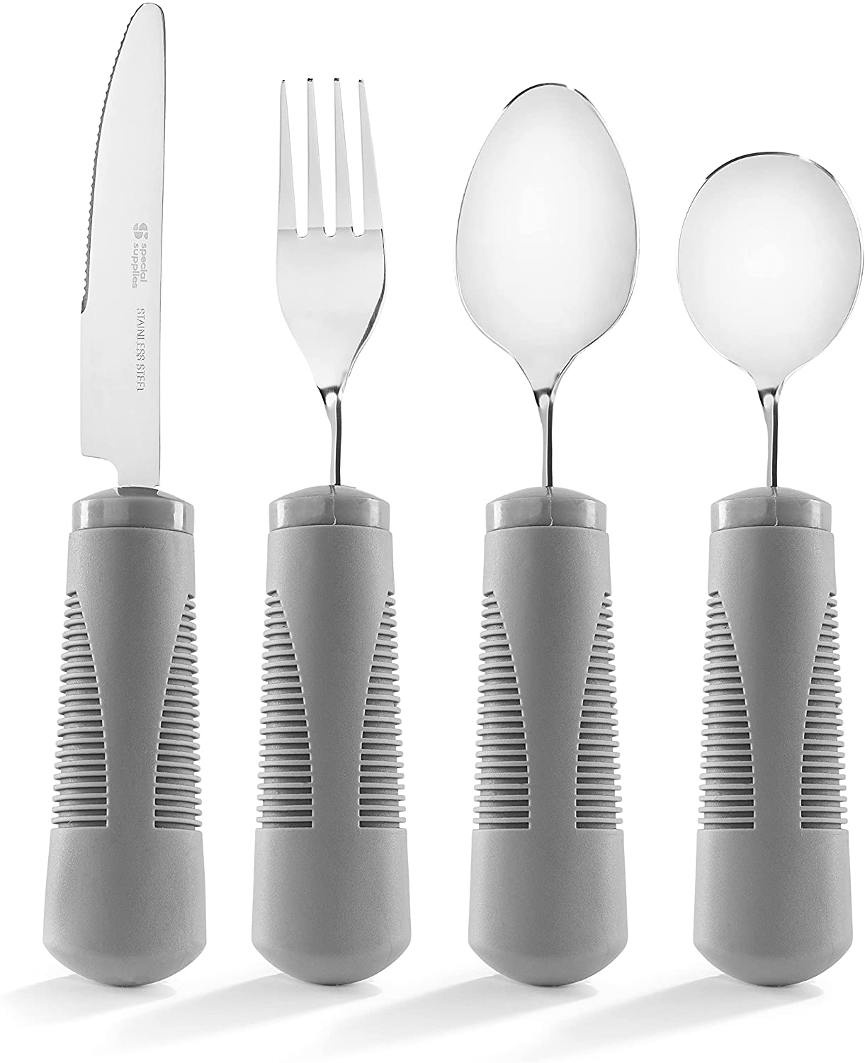 Adaptive Utensils - Weighted and Bendable 6 oz. Arthritis Aid Silverware - Easy Grip for Shaking, Elderly & Trembling Hands - Stainless Steel Spoons, Fork & Knife