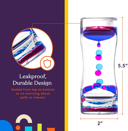 Special Supplies Liquid Motion Bubbler Toy (1-Pack) Colorful Hourglass Timer with Droplet Movement, Bedroom, Kitchen, Bathroom Sensory Play, Cool Home or Desk Decor (Purple)