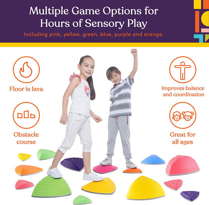 Stepping Balance Stones for Kids in Primary Colors by Special Supplies - 15 Piece Set