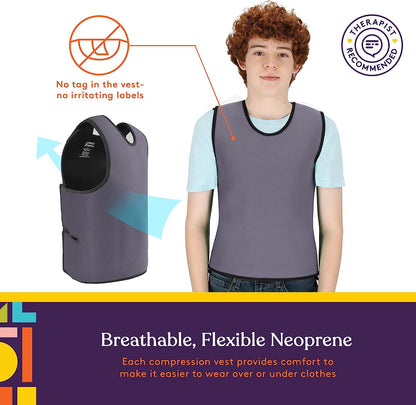 Deep Pressure Compression Sensory Vest: Comfortable Breathable, Form-Fitting for Kids & Adults