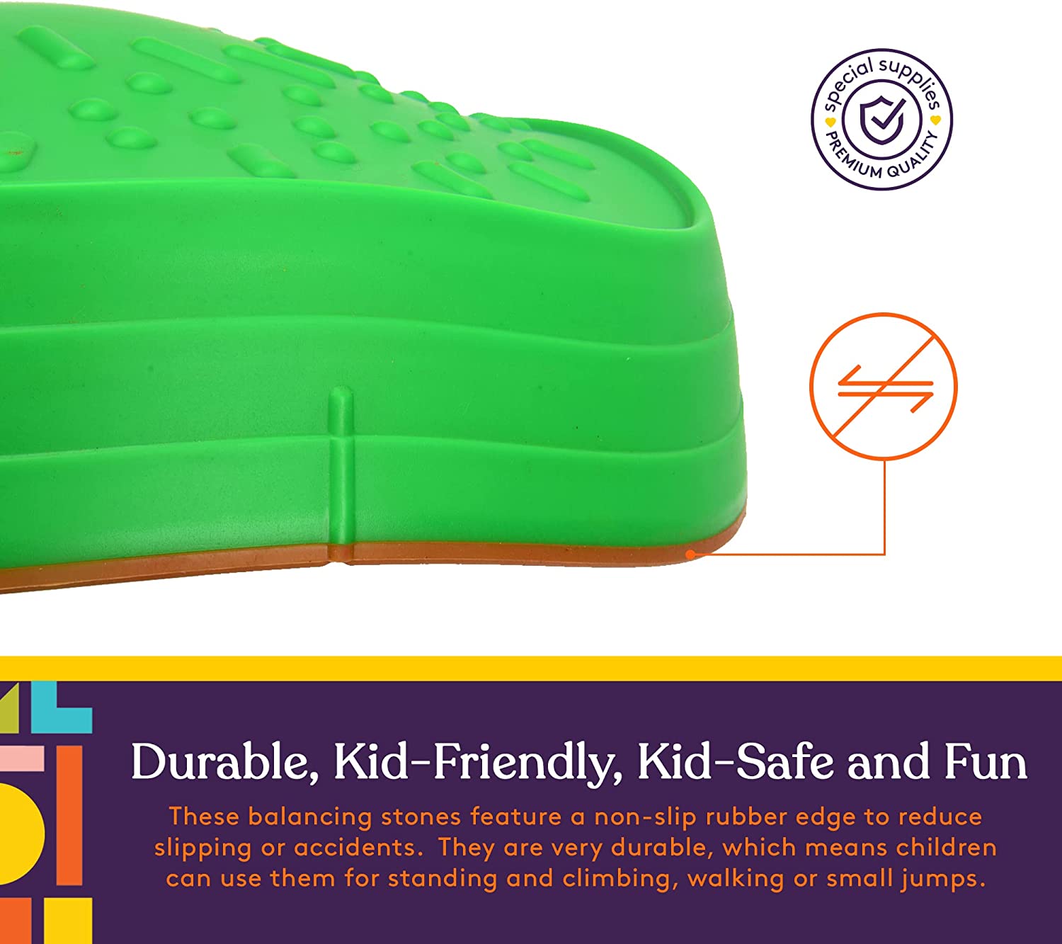 Stackable Stepping Balance Stones for Kids, Indoor and Outdoor, Non-Slip Edging, Set of 5