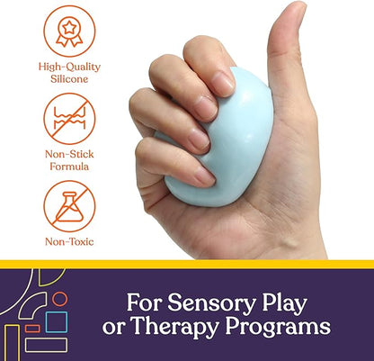 Therapy Putty for Kids and Adults - Resistive Hand Exercise Stress Relief Therapy Putty Kit, Set of 6 Strengths, 3 Ounces of Each Putty - Ocean Colors