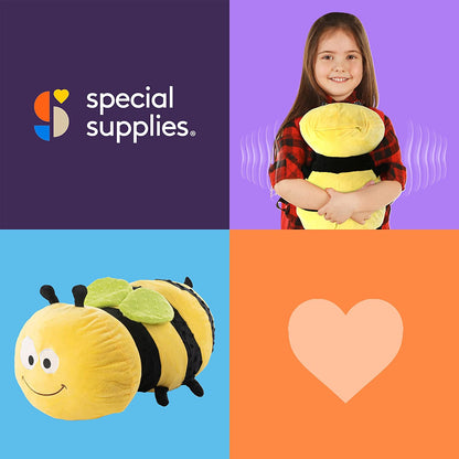 Special Supplies Bumble Bee Sensory Vibrating Pillow, Pressure Activated for Kids and Adults, Plush Minky Soft with Textured Therapy Stimulation Bumps