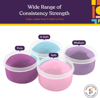 Special Supplies Therapy Putty for Kids and Adults - Resistive Hand Exercise Stress Relief Therapy Putty Kit, Set of 4 Strengths, Three Ounces of Each Putty