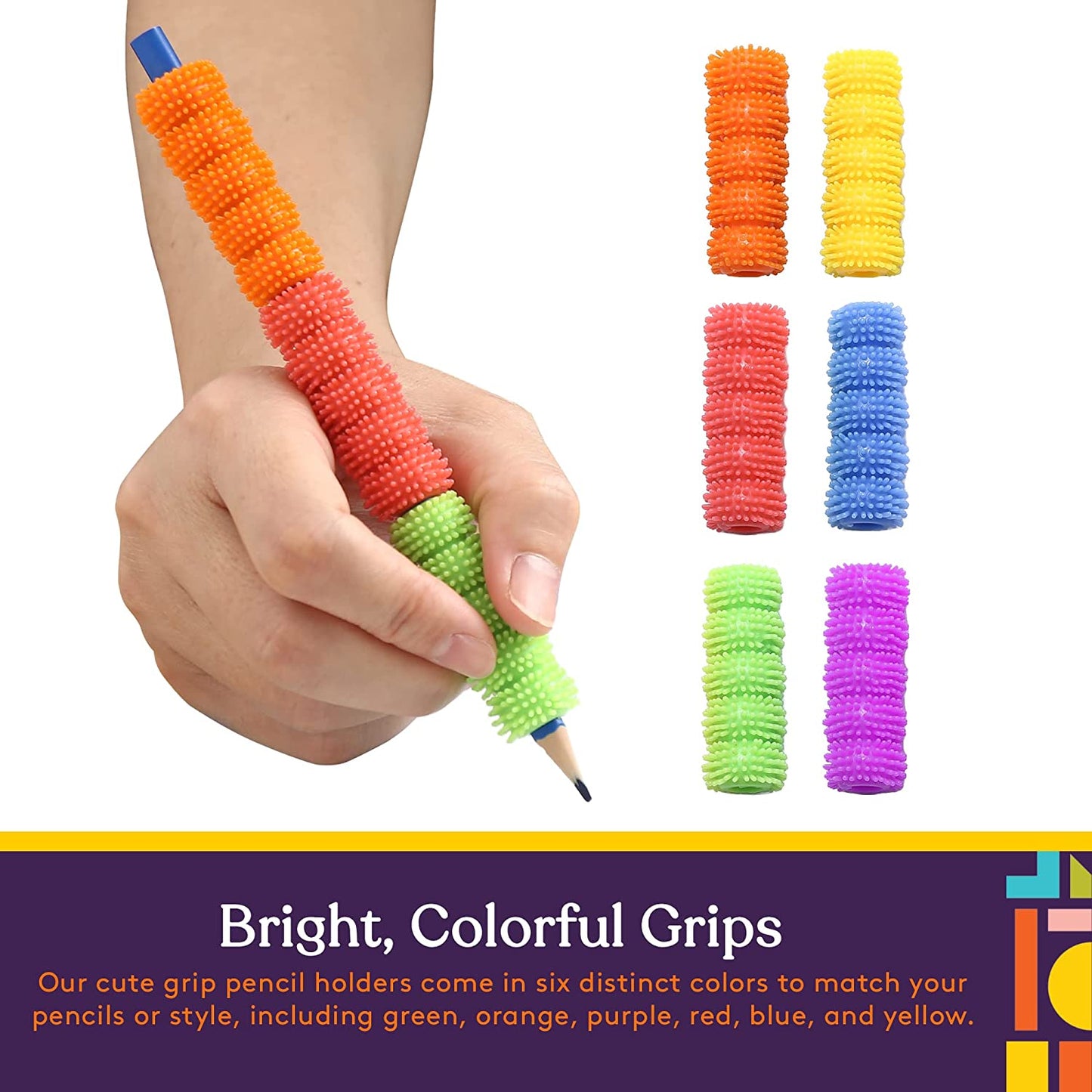 Spiky Pencil Grips for Kids and Adults - 50 Pack