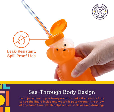 Juice Bear Bottle with Long Straws (8oz)