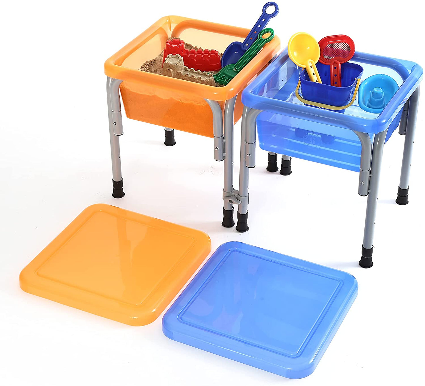 Sensory Activity Table for Kids and Toddlers with 2 Plastic Buckets and 7 Beach Toys