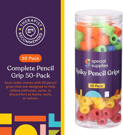 Spiky Pencil Grips for Kids and Adults - 50 Pack