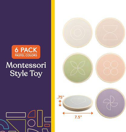 Balance Stepping Stones for Kids, 6 Pc. Set, Sensory Early Learning Montessori Toys, Obstacle Course for Balance and Coordination, Non-Slip Step, Wood