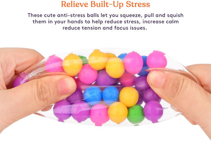 Squishy Stress Ball (4-Pack) Squeeze, Color Sensory Toy | Relieve Tension, Anxiety, ADHD | Home, Travel and Office Use | Fun for Kids and Adults