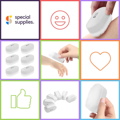Special Supplies Sensory Brush Therapressure Therapy Brush for Occupational and Sensory Brushing, 6 Pack, White, Stimulating and Calming Tools for Kids and Adults, Soft Flexible Bristles, Latex Free
