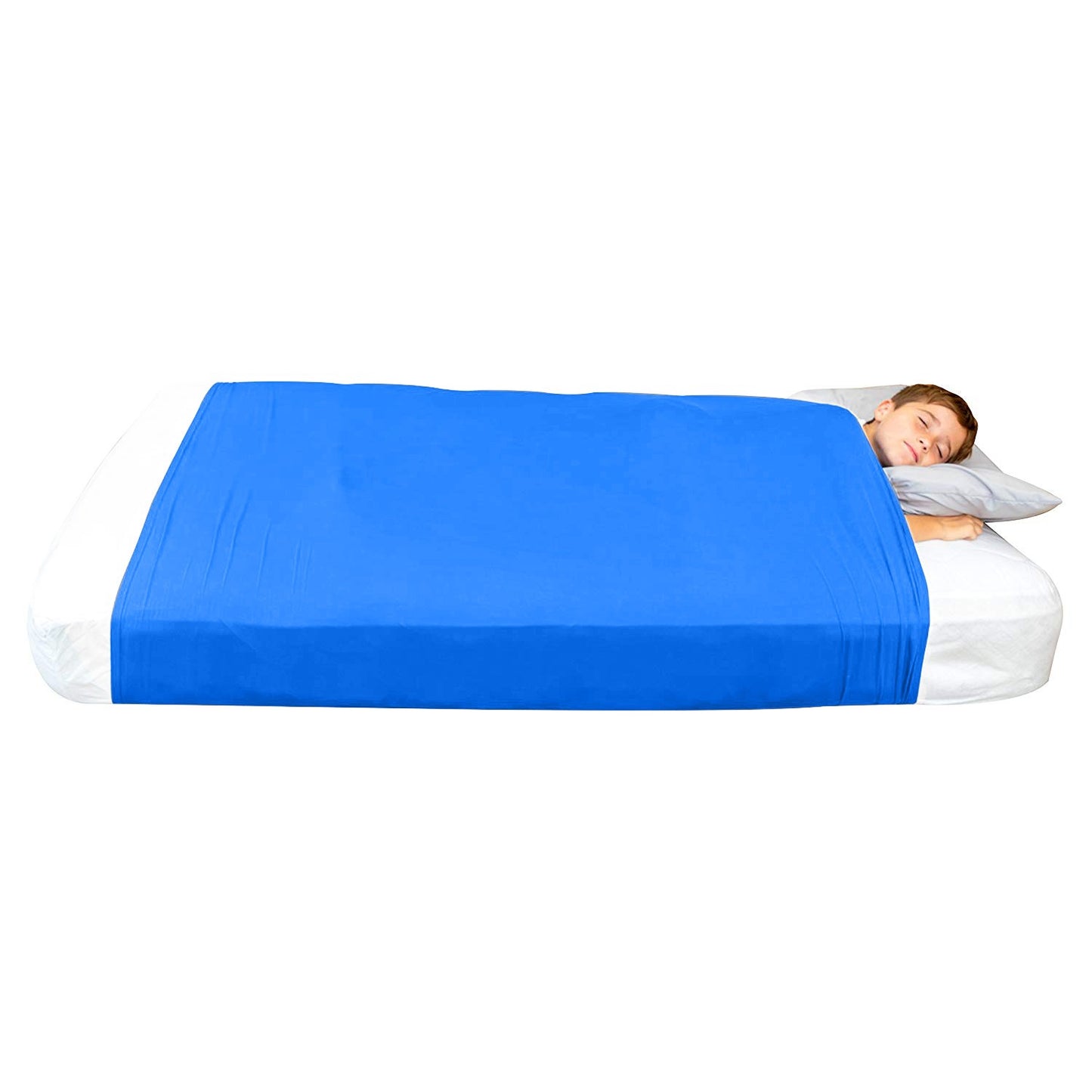 Sensory Bed Sheet for Kids Compression Alternative to Weighted Blankets - Blue