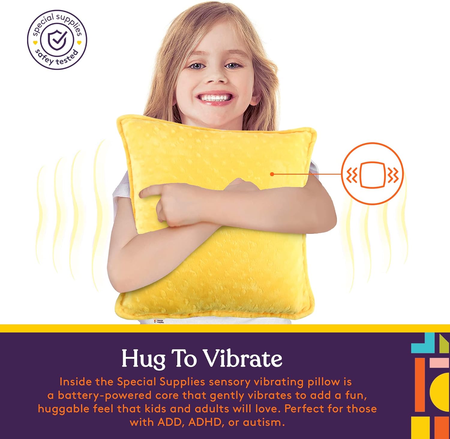Sensory Vibrating Pillow - Pink & Yellow
