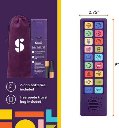 Special Supplies AAC Communication Device for Speech Therapy, Talker Buddy Communication Device for Non Verbal Kids & Adults, Autism Talking Aids for Home or School, Communication Device W/Travel Bag and Recording Option