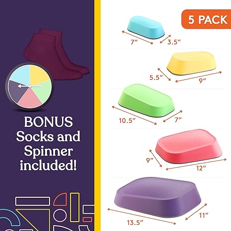 Stepping Stones for Kids Indoor and Outdoor Balance Blocks Promote Coordination, Balance Strength Child Safe Rubber, Non-Slip Edging 5 Set