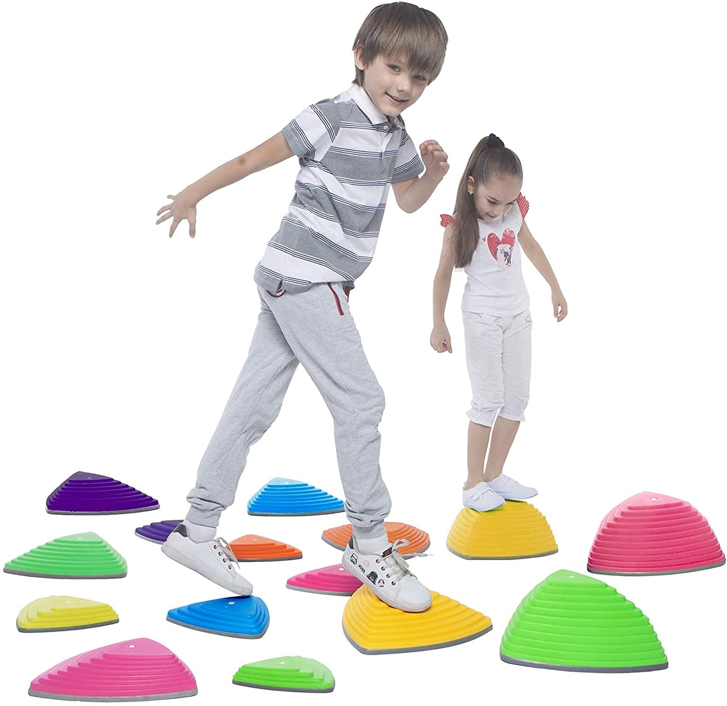 Stepping Balance Stones for Kids in Primary Colors by Special Supplies - 15 Piece Set