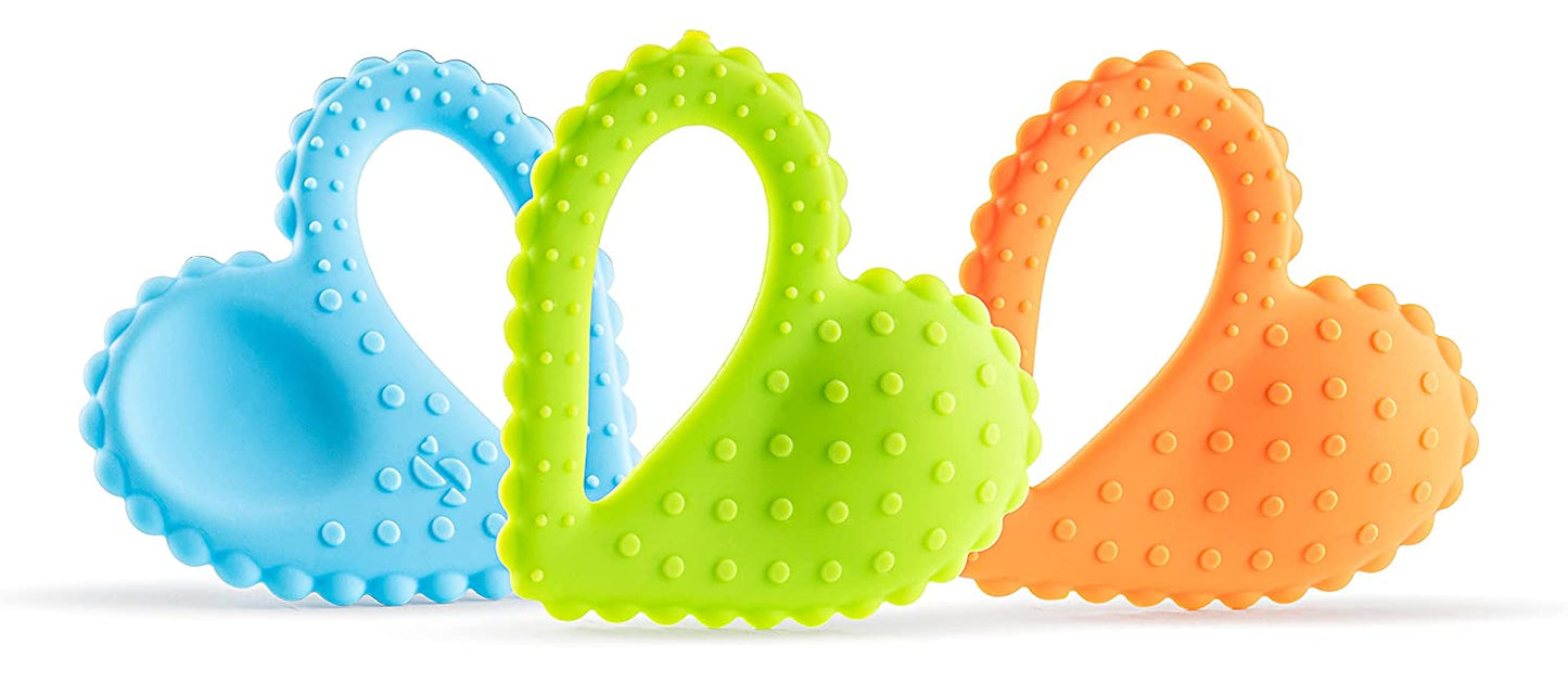 Teether-Heart Spoon 3-Pack - Blue, Orange, Green