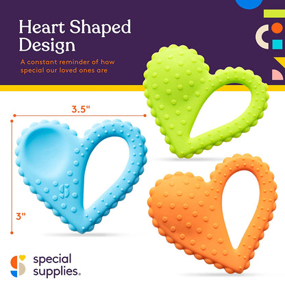 Teether-Heart Spoon 3-Pack - Blue, Orange, Green