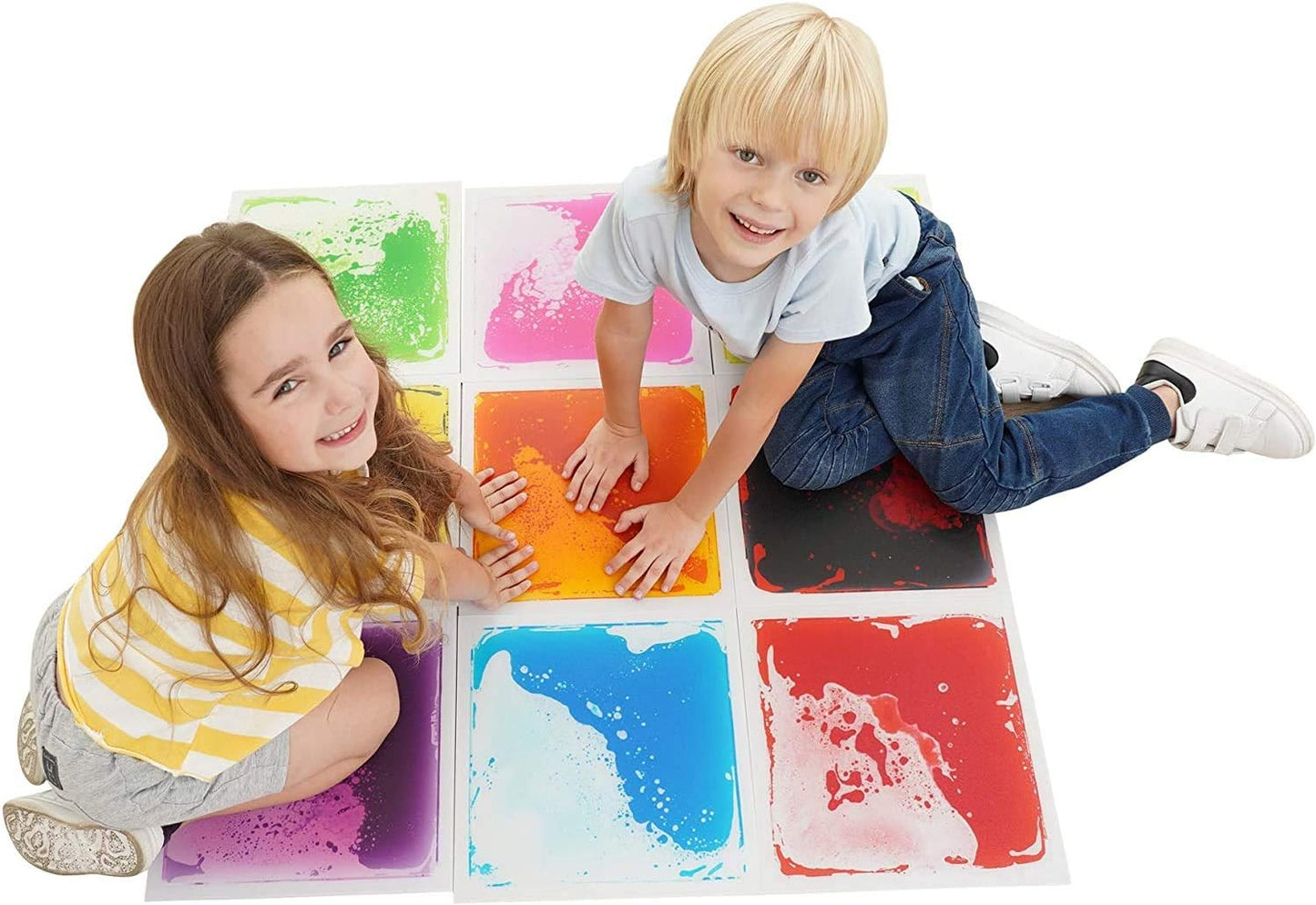 Square Floor Liquid Tiles for Kids, Set of 9