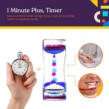 Special Supplies Liquid Motion Bubbler Toy (1-Pack) Colorful Hourglass Timer with Droplet Movement, Bedroom, Kitchen, Bathroom Sensory Play, Cool Home or Desk Decor (Purple)