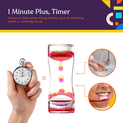 Special Supplies Liquid Motion Bubbler Toy (1-Pack) Colorful Hourglass Timer with Droplet Movement, Bedroom, Kitchen, Bathroom Sensory Play, Cool Home or Desk Decor (Pink)