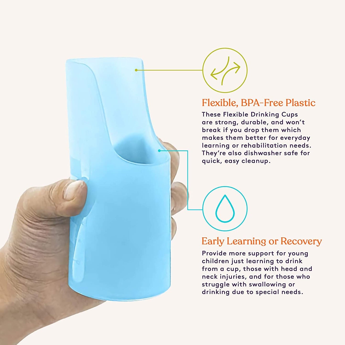 Flexible Drinking Cups with Nose Mold Cutout