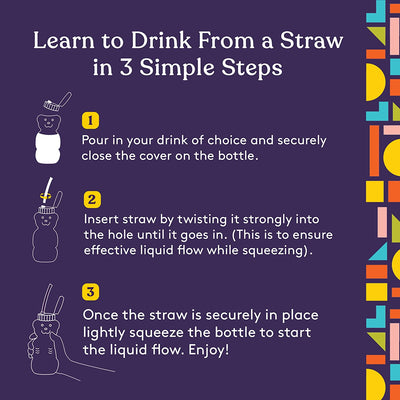 Juice Bear Bottle with Long Straws (8oz)