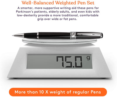 Weighted Pens for Hand Tremors, Low Dexterity, Poor Grip Strength, 3 Pack with Storage Box