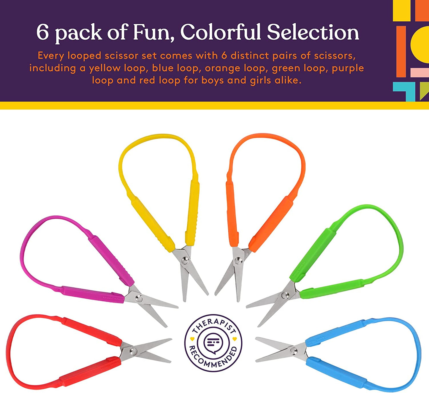 Mini Loop Scissors for Teens and Adults 5.5" Inches (6-Pack)