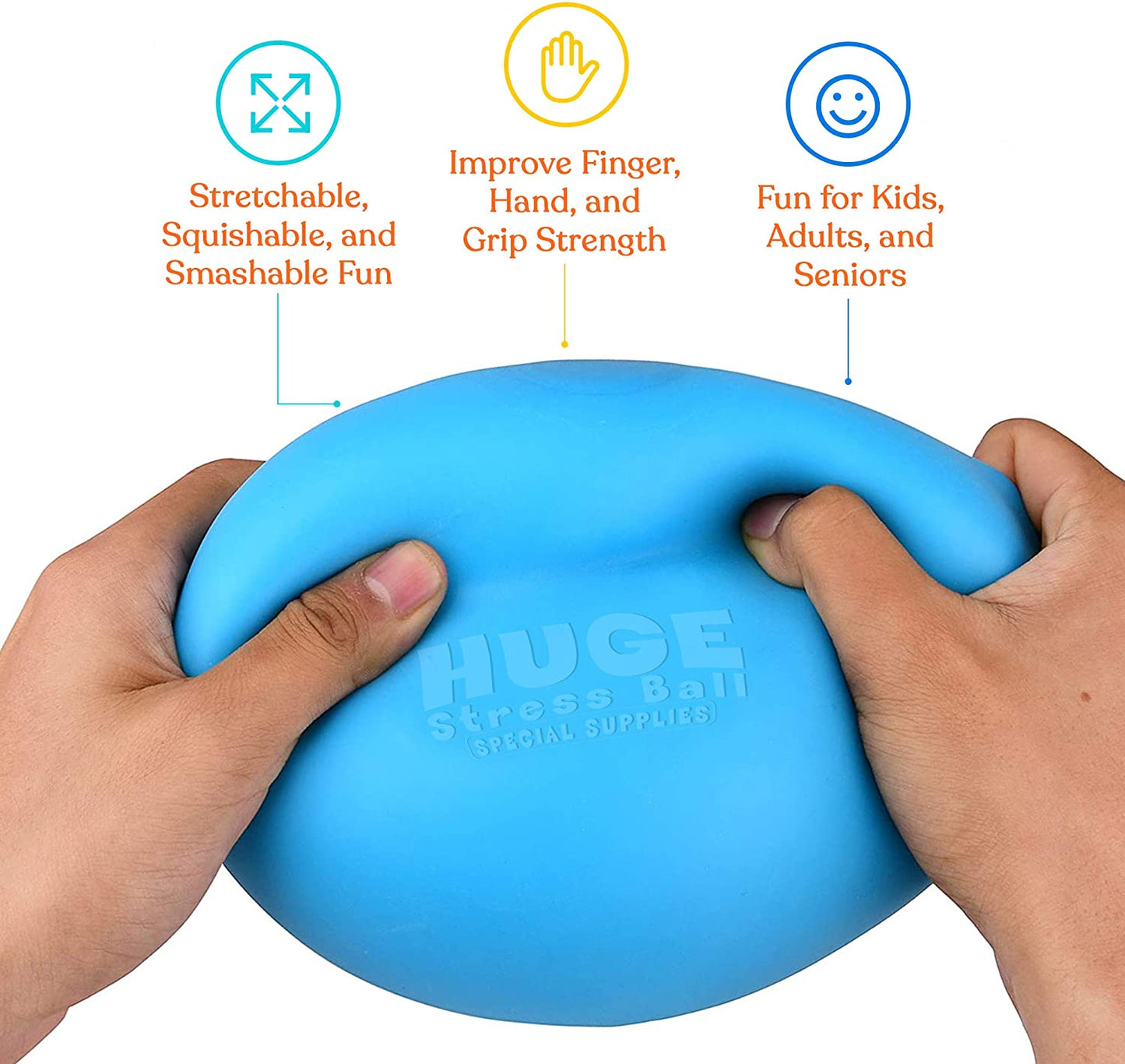 Jumbo Size Stress Balls for Kids and Adults - 2 Pack - Red and Blue