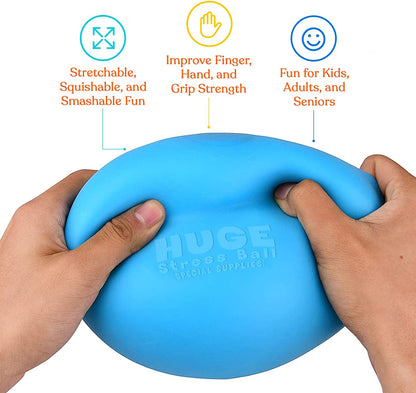 Jumbo Size Stress Balls for Kids and Adults - 2 Pack - Red and Blue