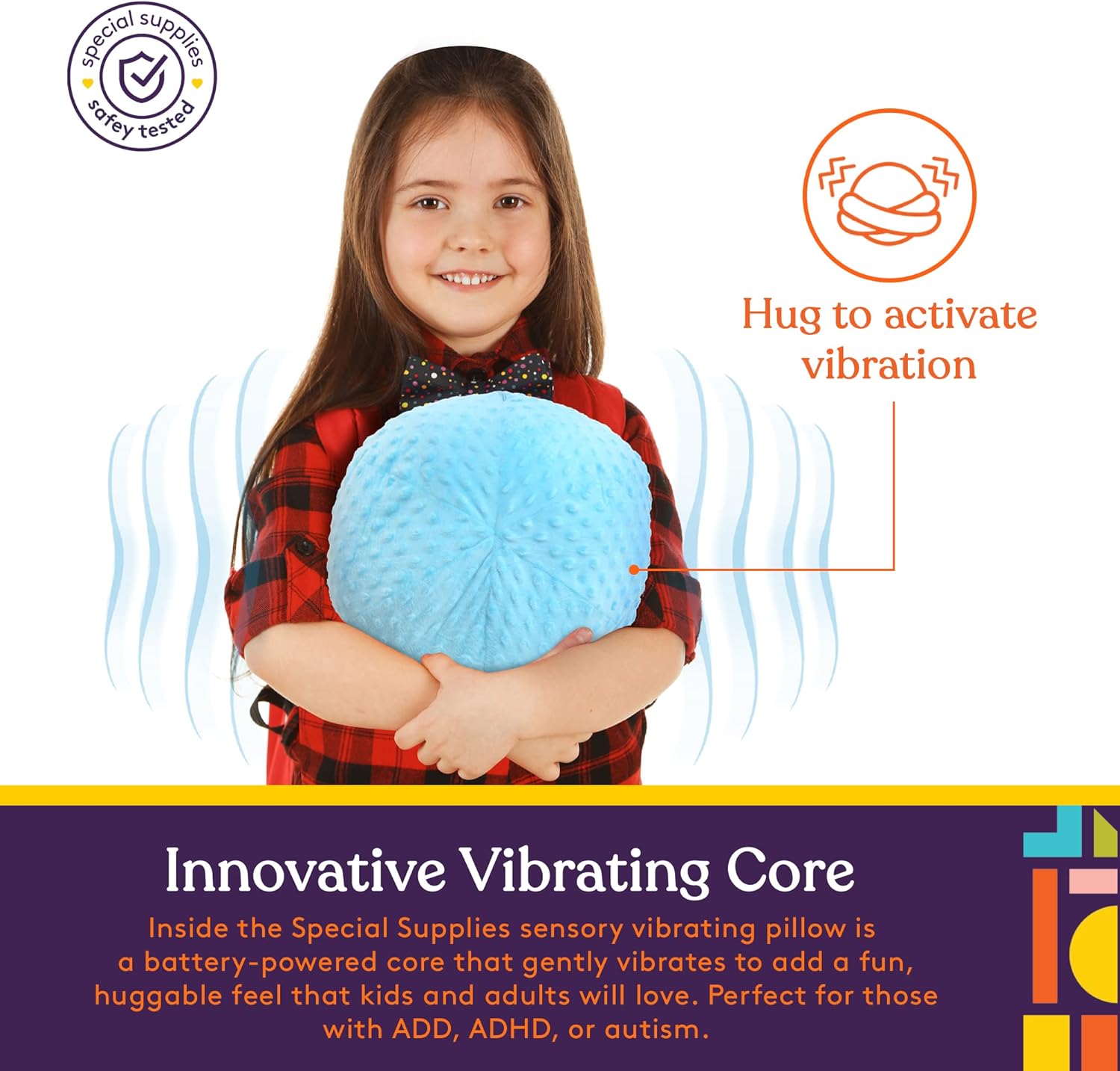 Vibrating Ball Pillow Sensory Pressure Activated for Kids and Adults Blue Vibrating Ball Pillow Sensory Pressure Activated for Kids and Adults Blue